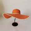 Cappello di paglia arancione 18 cm tesa larga taglia grande cappello in vendita cappello da sole ultra-sottile traspirante cappello da sole estivo cappello di paglia viaggio da donna