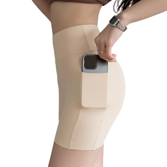 

Защитные шорты, мягкие дышащие женские спортивные шорты с контролем живота, быстросохнущие шорты для йоги, женские защитные брюки, женская одежда 3XL бежевый