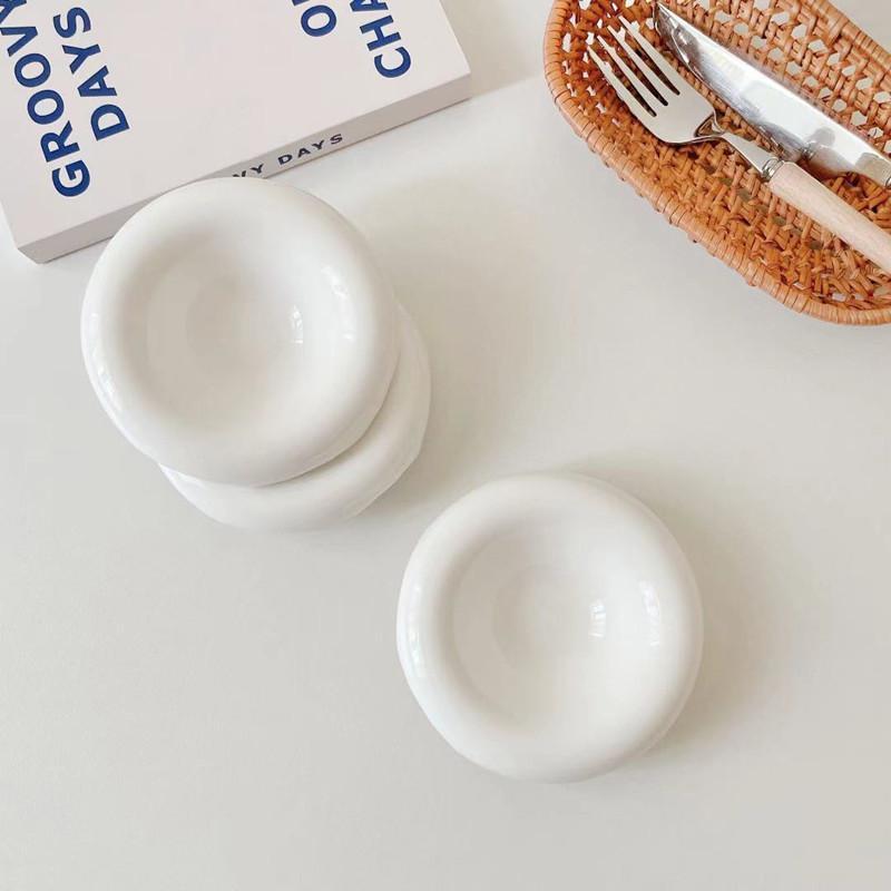 Dish Chubby Ceramic Sauce Bowl White Turn-up Seasoning Dish Mini Honey Vinegar Dish Gravy Dipping Bowl Jewelry Display