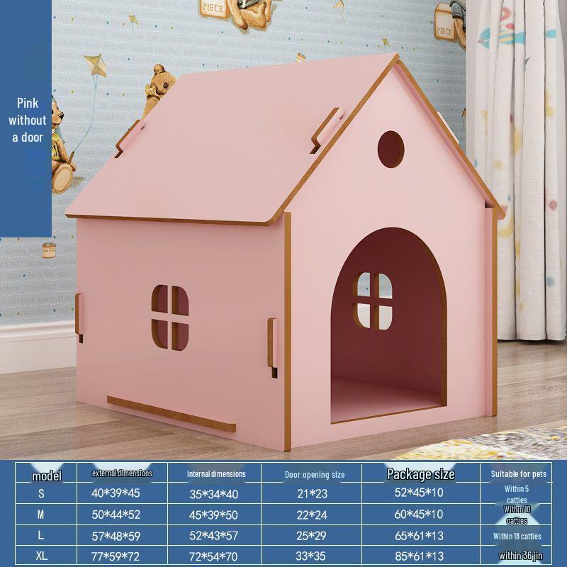 Four-Season Wooden Pet House: Indoor Cat Bed & Small Dog Kennel with Door
