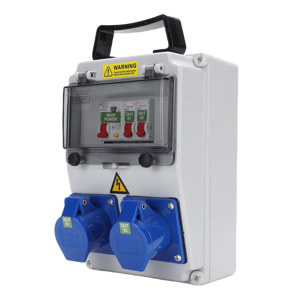 Waterproof Socket Box, Industrial Socket Box, Portable Socket Distribution Box with Buckle Hinge Design for Factory, Workshop, Construction Site