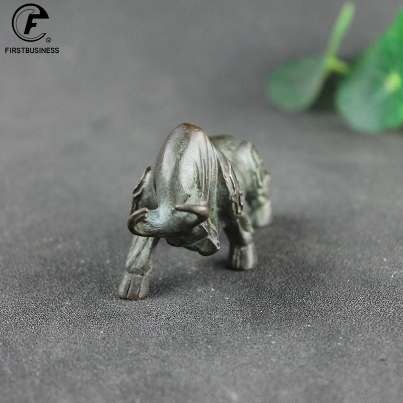 US Bull Wall Street Bull Small Statue Lucky Home Decoration Crafts Antique Copper Zodiac Animal Figurine Desk Ornaments