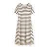Damen Schlankmachendes Gestreiftes T-Shirt Kleid, Sommer Locker Gerades Strickkleid