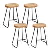 Benches Bar Stools Artiss Set Of 4 Elm Wood Backless Bar Stools 65Cm Black And Light Natural