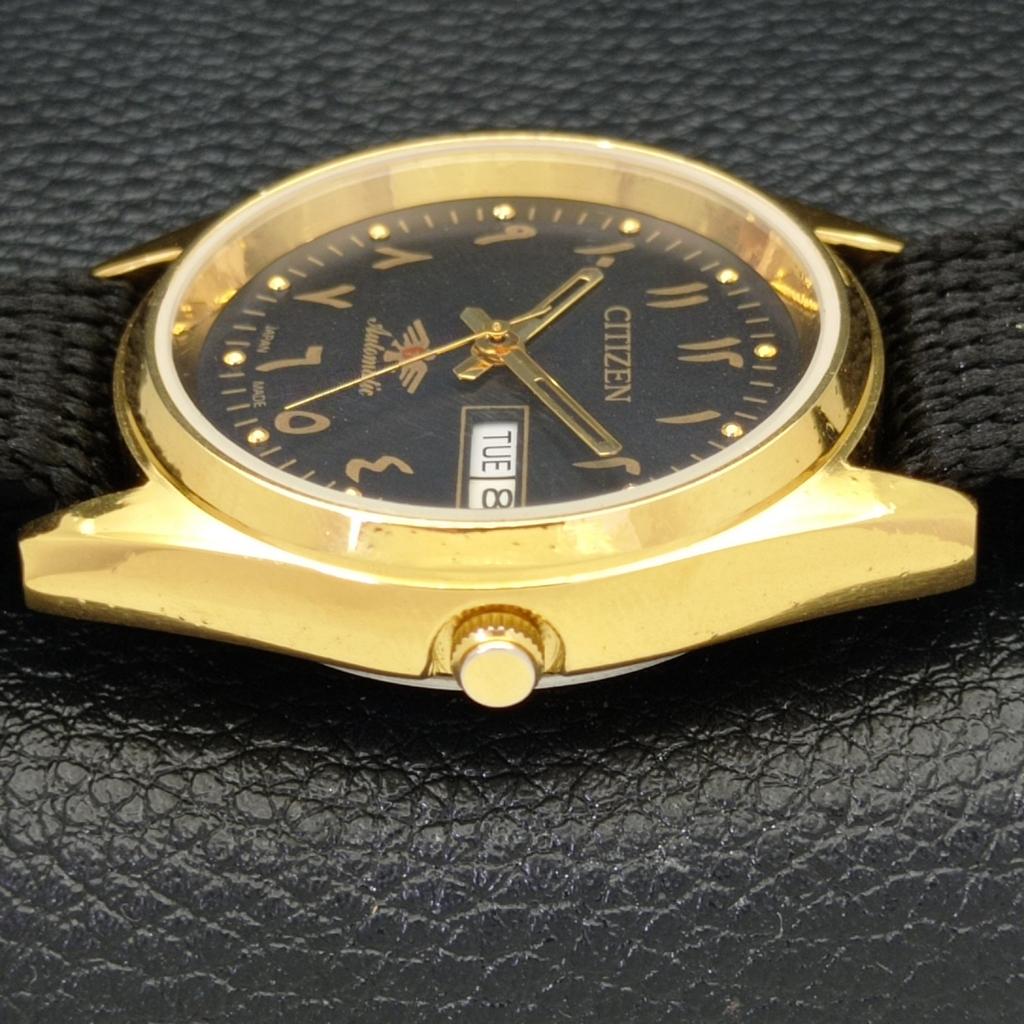 AUTOMATIC VINTAGE REFURBISHED CITIZEN 8200 JAPAN MENS BLACK DIAL WATCH A436311-2 R128-a436311