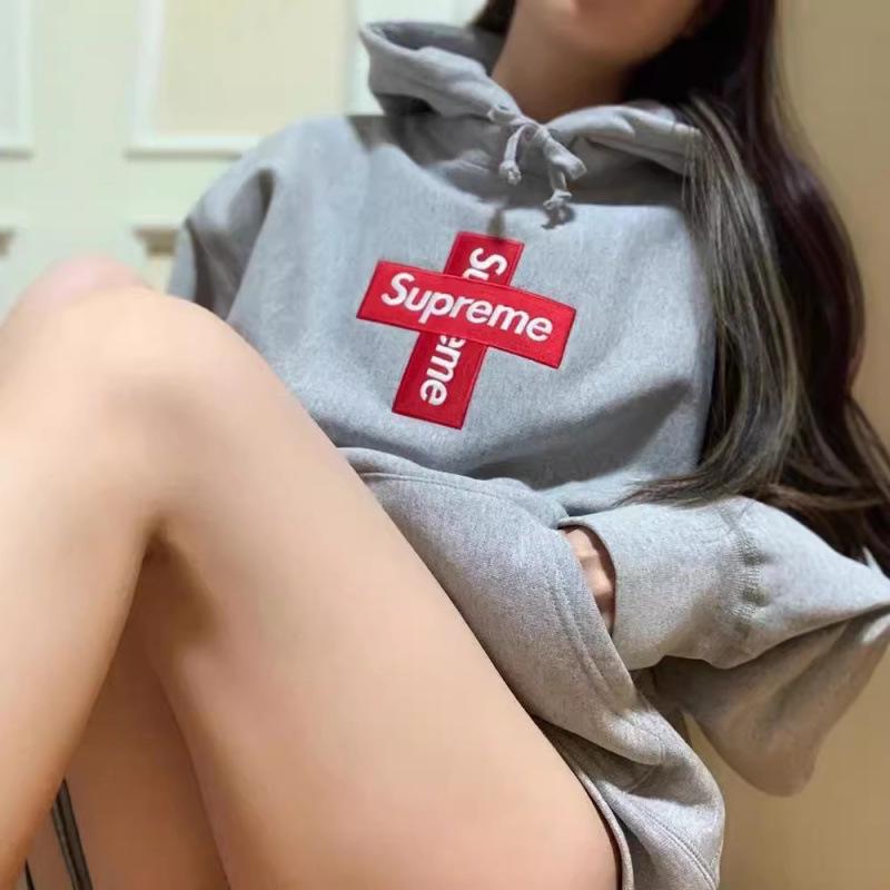 Supreme Embroidered Cotton Hoodie with Velvet - Cashew Flower Design