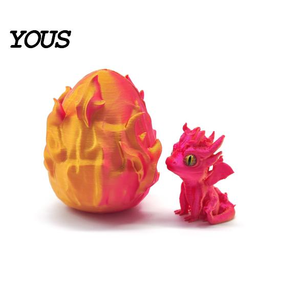 Holiday Party Favors 3D Printed Dragon with Egg, Colorful Gradient Baby Figurine, Creative PLA Plastic Decor Collectable Small Toy for Kids,
