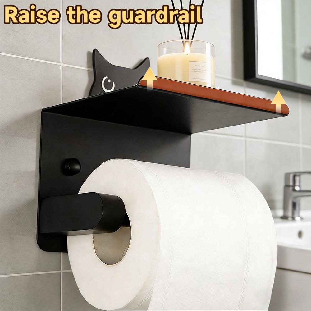 Cat Toilet Paper Holder Wall Mount Stainless Steel Cute Animal Tissue Roll Holder For Bathroom Kitchen Home Apartment Office