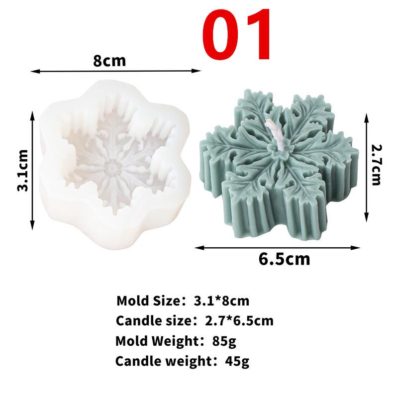 

3D Christmas Flat Snowflake Leaf Patterned Silicone Candle Mold DIY Make Handmade Aromatherapy Candles Soap Gypsum Craft