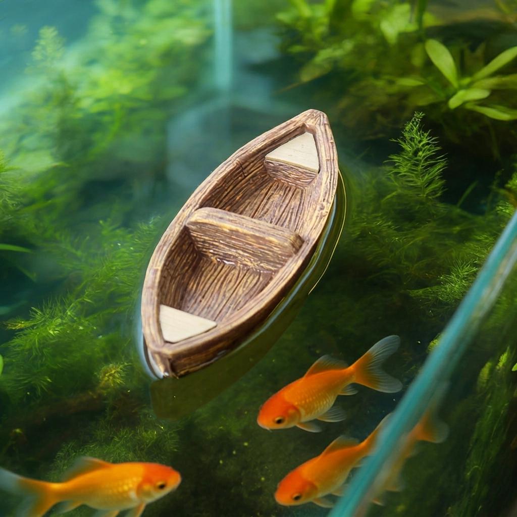 Resin Floating Boat Decoration For Outdoor Garden Pond Landscape Ornament With Realistic Design