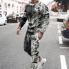 Tier Wolf Print T-Shirt 2-teiliges Outdoor Langarm T-Shirt Hose Set Für Männer Gothic Trendige Streetwear Lässige Pullover Outfits