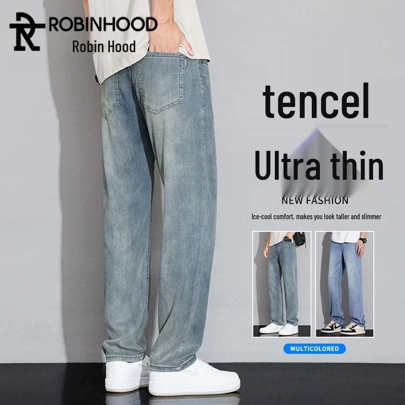 ROBINHOOD Men s Summer Tencel Loose Straight Jeans L