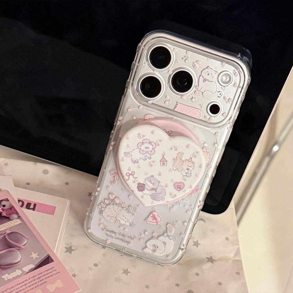 Süße Kätzchen-Herzförmige Magnetische Handyhülle für iPhone 16, iPhone 17 und iPhone 17 Pro Max