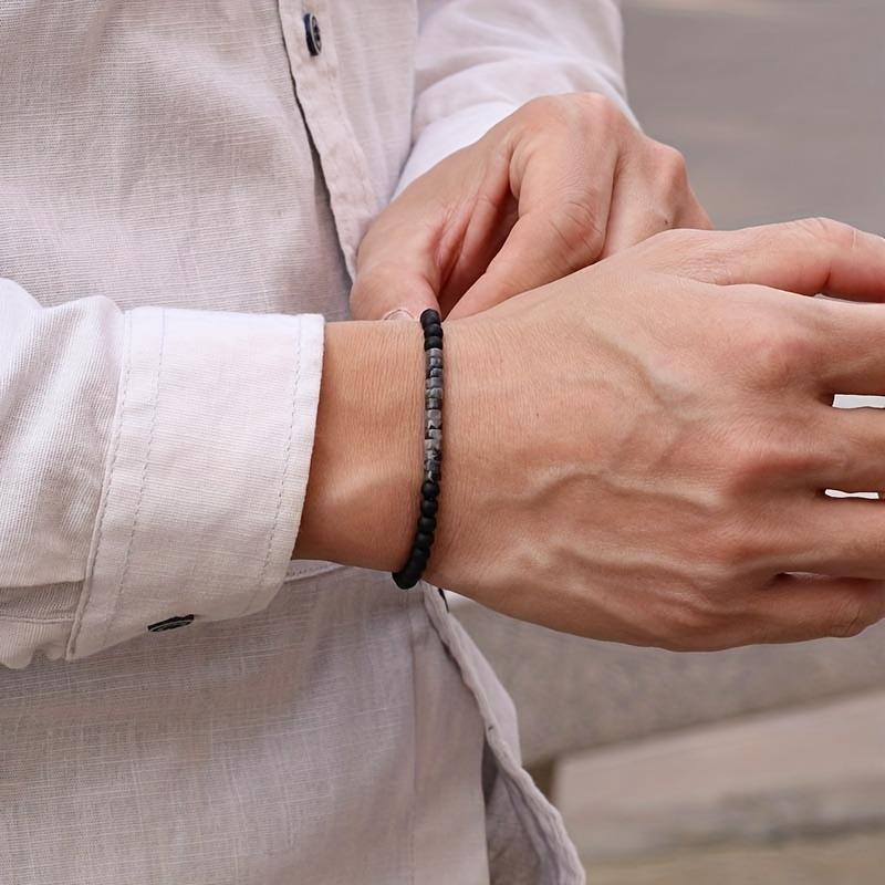 Men's Blue Emperor Stone Matte Bead Bracelet, Fashion DIY Stone Bracelet for Daily Wear Gift Giving