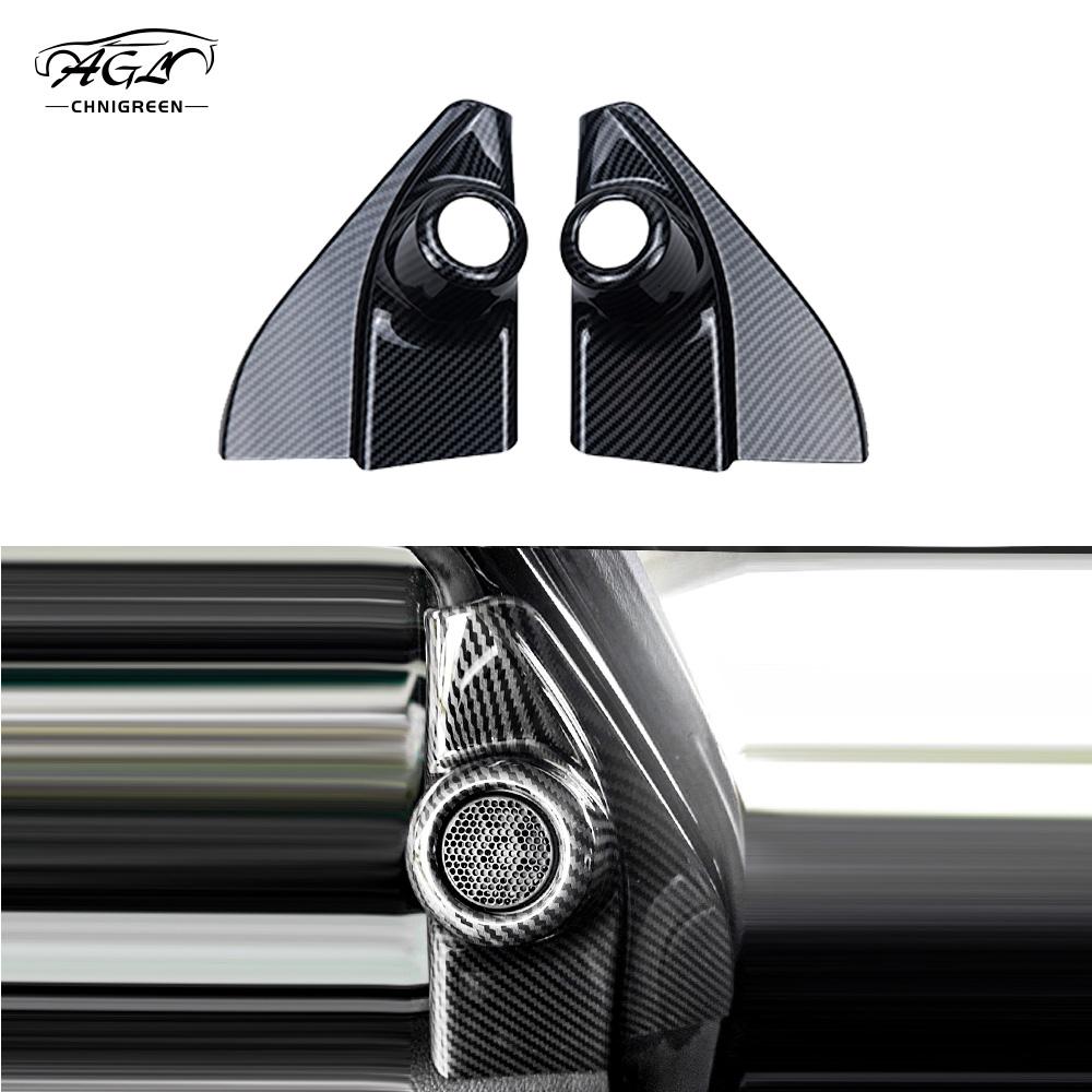 2 pièces Garniture de Cadre de Haut-parleur de Pilier de Voiture Couleur Fibre de Carbone Motif Bambou pour Toyota Hilux Revo Conquest 2015-2021 Toyota Fortuner