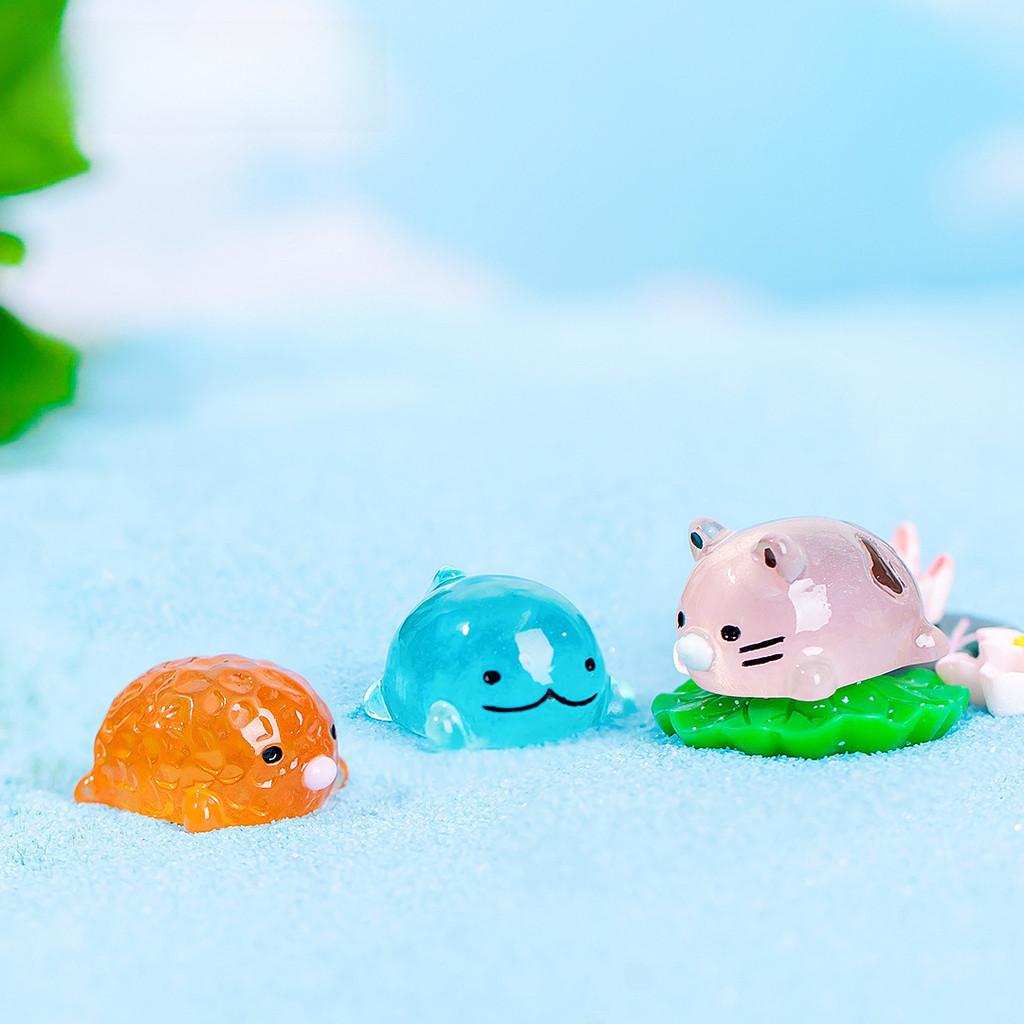 Cute Glow-in-the-dark Resin Animal Miniatures For Diy Micro Landscape Decor