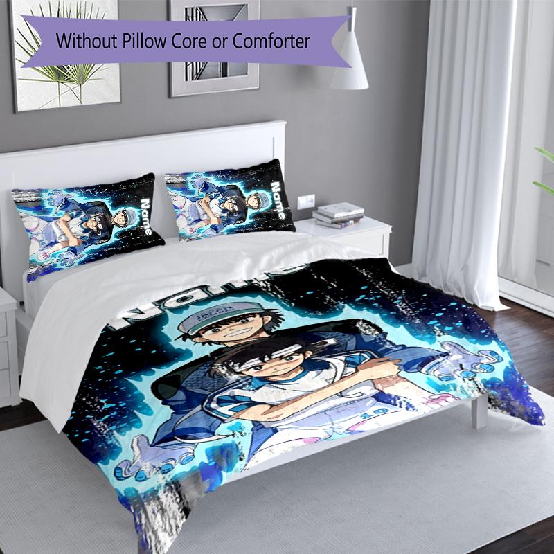 3pcs Custom Name Captain Tsubasa Dream Team Set,Includes 1 Duvet Cover and 2 Pillowcases,All-season Bedroom Decor