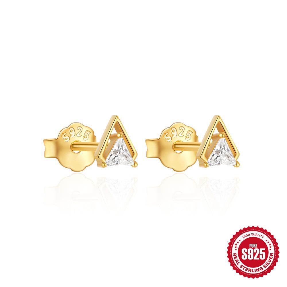 

S925 Sterling Silver Irregular Ladder Geometric Quadrangram Water Drop Zircon Splicing Fashion Stud Earrings Earrings 925 Silver