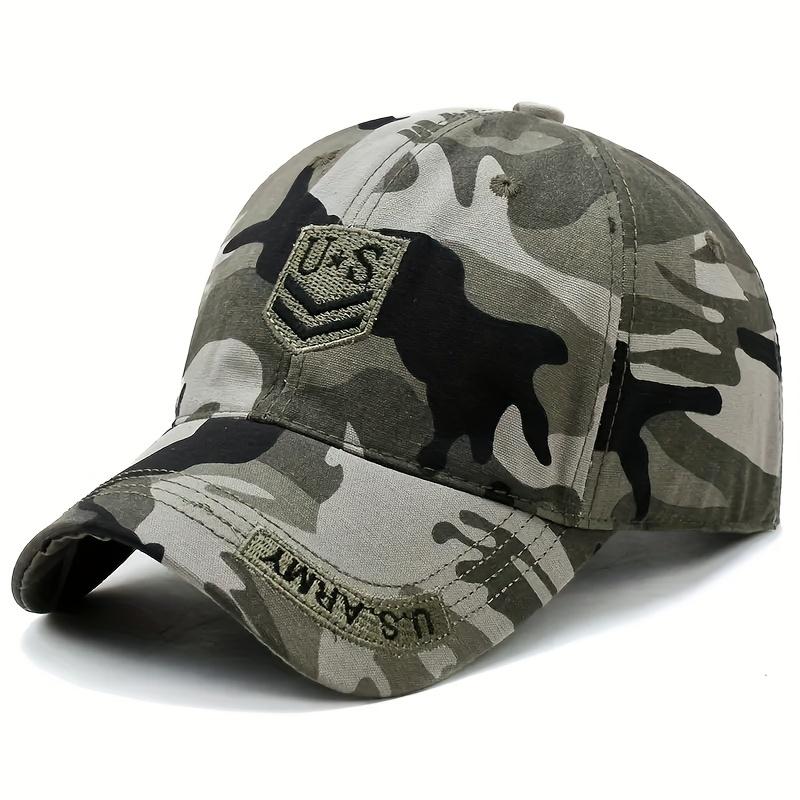 Outdoor Men'S Camouflage Hat Trendy Embroidered Baseball Cap Uv Protection Sun Hat Peaked Cap Military Cap For Fishing Hiking