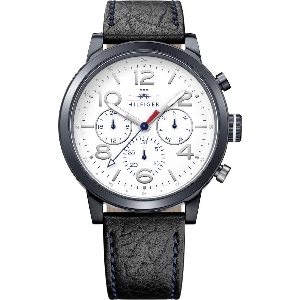 Tommy Hilfiger Jake White Black Leather Men s Quartz Watch 1791235 белый