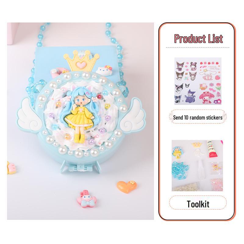 Kids' Handmade Cream PVC Crossbody Bag with Mirror Accessory