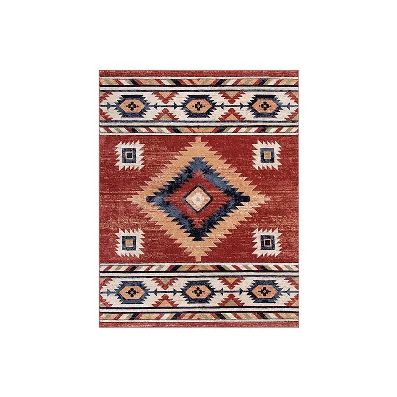 Zuidwestelijke Navajo Stijl Vloerkleed Rood Tribaal Geometrisch Antislip Wasbaar Tapijt voor Woonkamer, Slaapkamer, Huisdecoratie 80x120cm31x47in