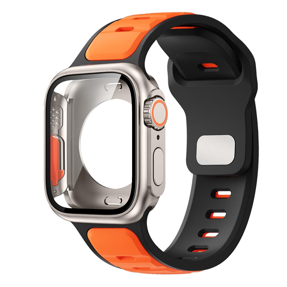 

For Iwatch Series 11 10 9 8 7 6 5 SE3 Silicone Band To Ultra Hard PC Screen Protector Cover Bumper for Apple Watch 44 45mm 46mm 44mm for 6 5 4 se