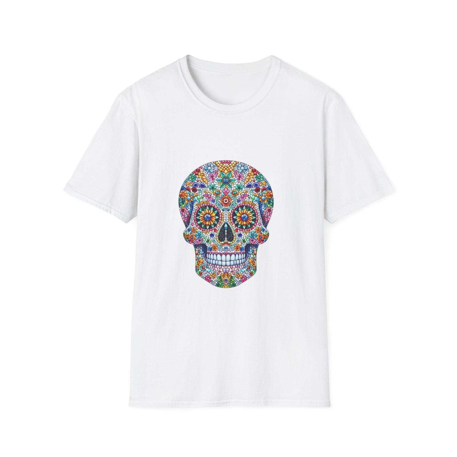 

Colorful Skull Graphic T-Shirt, Boho Vibe Tee for Music Festivals 5XL різнокольоровий