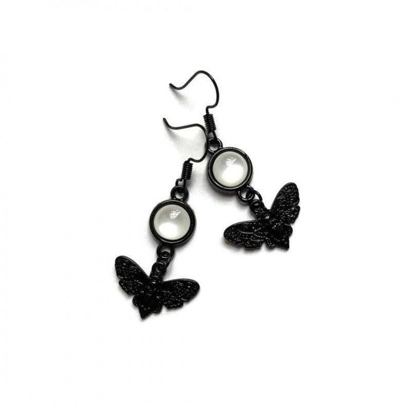 Gothic Black Moth Earrings for Halloween Gift