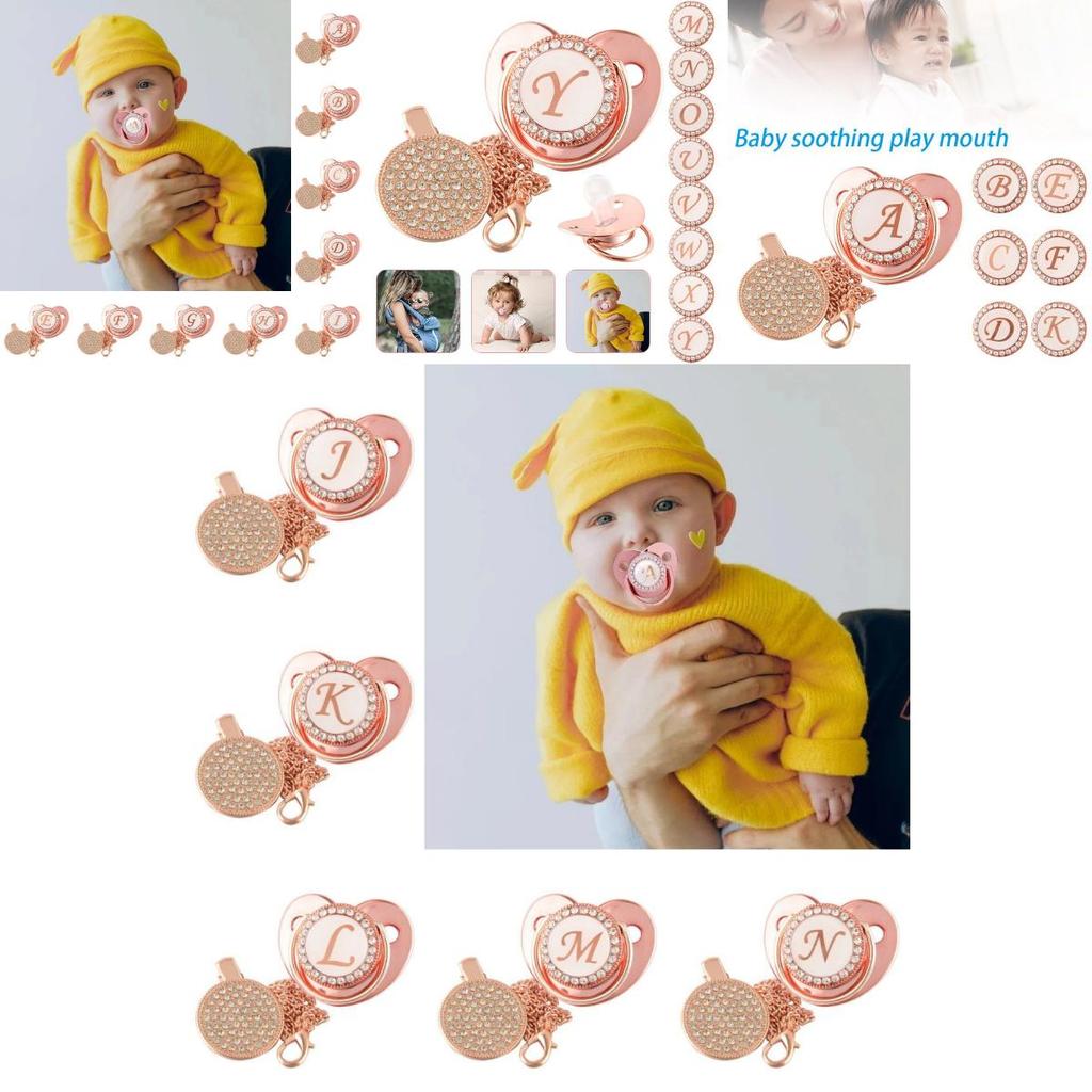 Stunning Crystal Rhinestone Baby Soothers And Pacifier Clips Bpa-free Silicone
