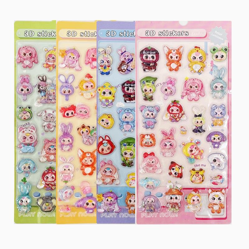 2-4pcs 3d Relief Bubble Stickers Cute Rabbit Cartoon Children Diy Stickers Phone Cases Handmade Diy Materials Sticker