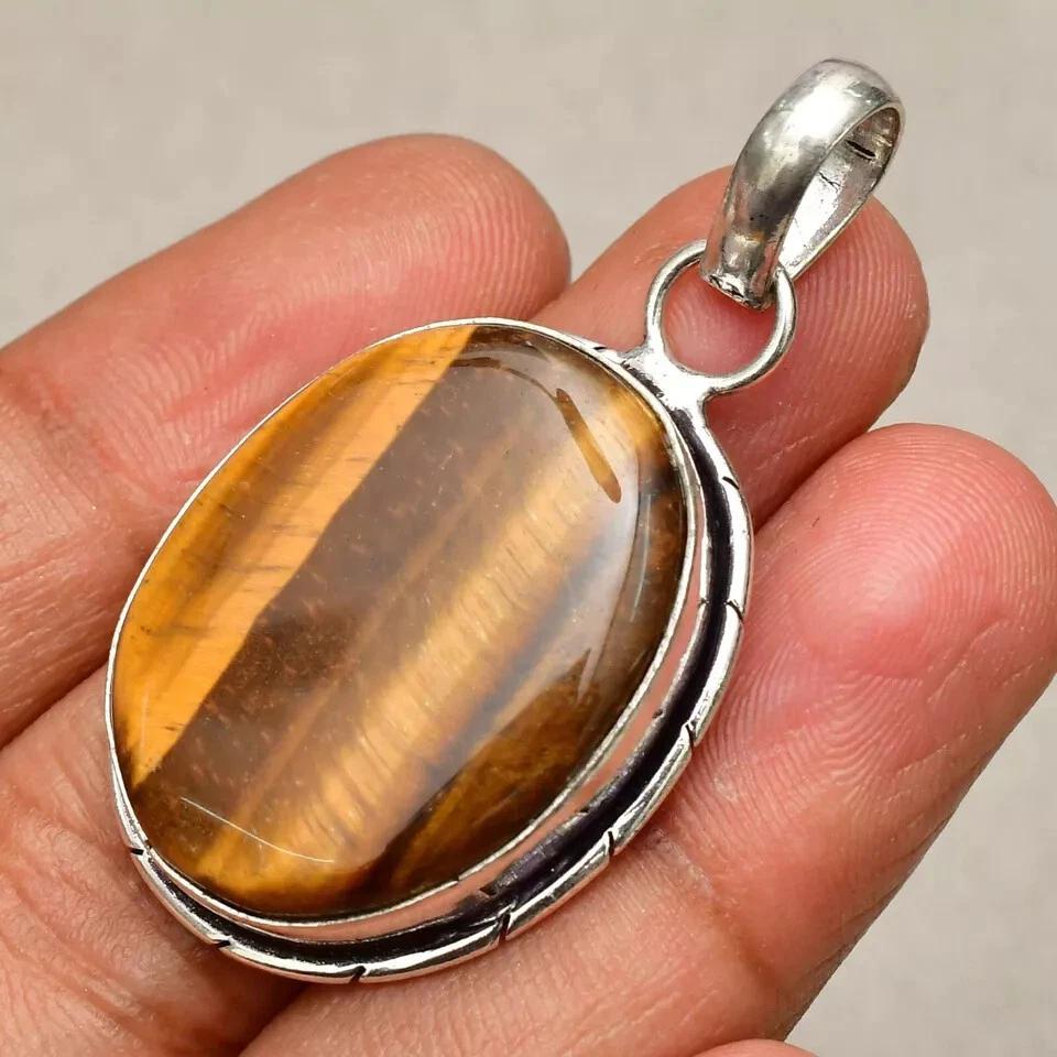 

Tiger s Eye Gemstone 925 Sterling Silver Handmade Pendant Gifts Jewelry