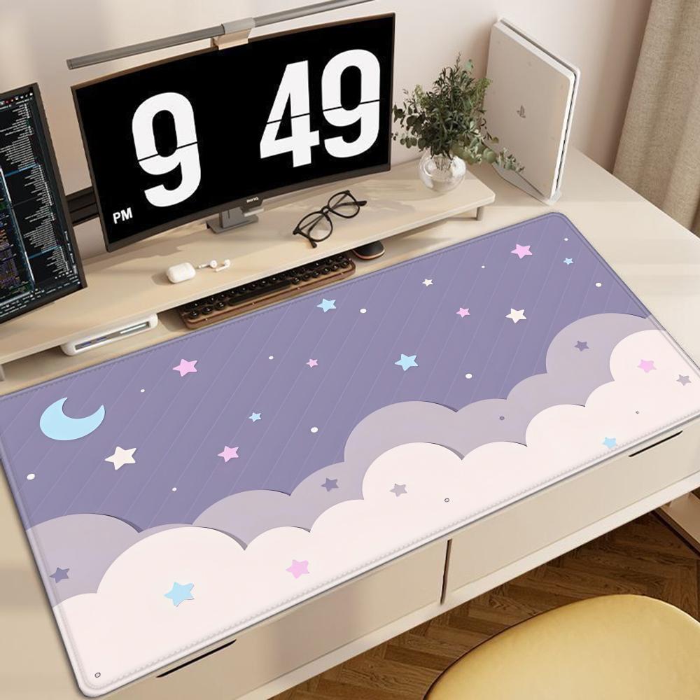 Large Size Pink Mousepad 90x40cm Pastel Clouds Deskmat Xxl Kawaii NonSlip Mouse Pad Cute Mice Rugs Extended Gaming Keyboard Mat