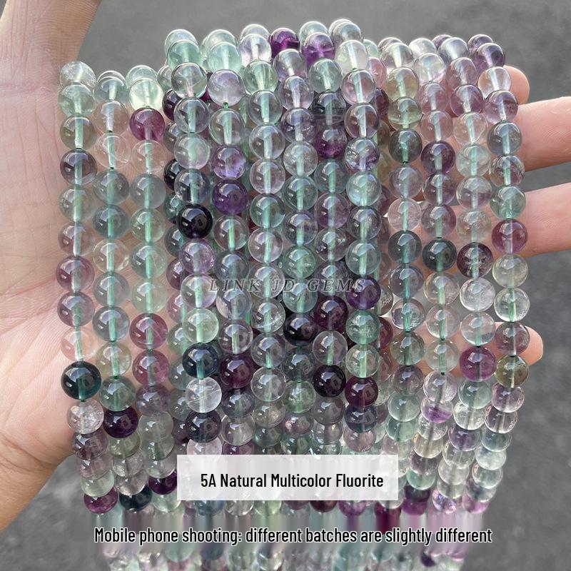 Jingde Jewelry Natural Green Fluorite Round Bead Bracelet - Semi-Finished Loose Beads for DIY Jewelry Accessories