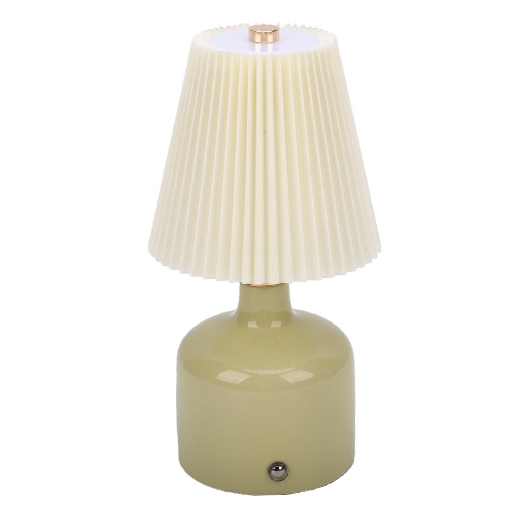 Pleated Desk Lamp Rechargeable Vintage Night Light for Bedside Table Nightstand 3 Color Temperatures