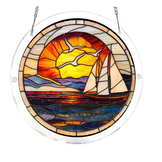 Acrylic Jigsaw Puzzle Suncatcher Large Colorful DIY Sun Catcher Kit for Adults Stained Glass Style Window Hanging Ornament for Home Garden Decor