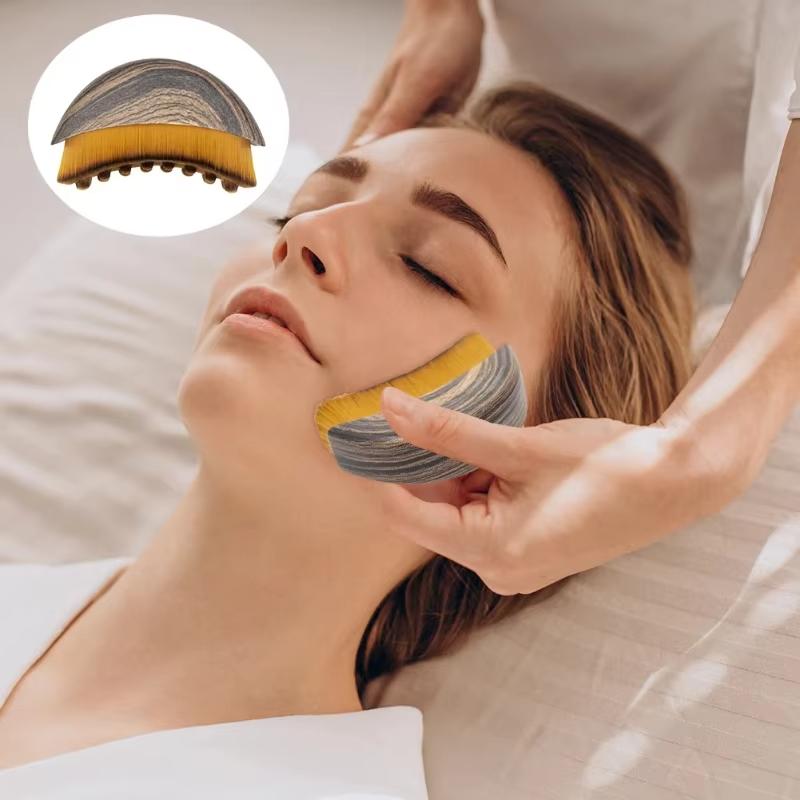 Spazzola Facciale Secca Portatile Setole Morbide Contornata Strumento per Massaggio Linfatico Dispositivo per Scolpire il Viso Spazzola Esfoliante Del