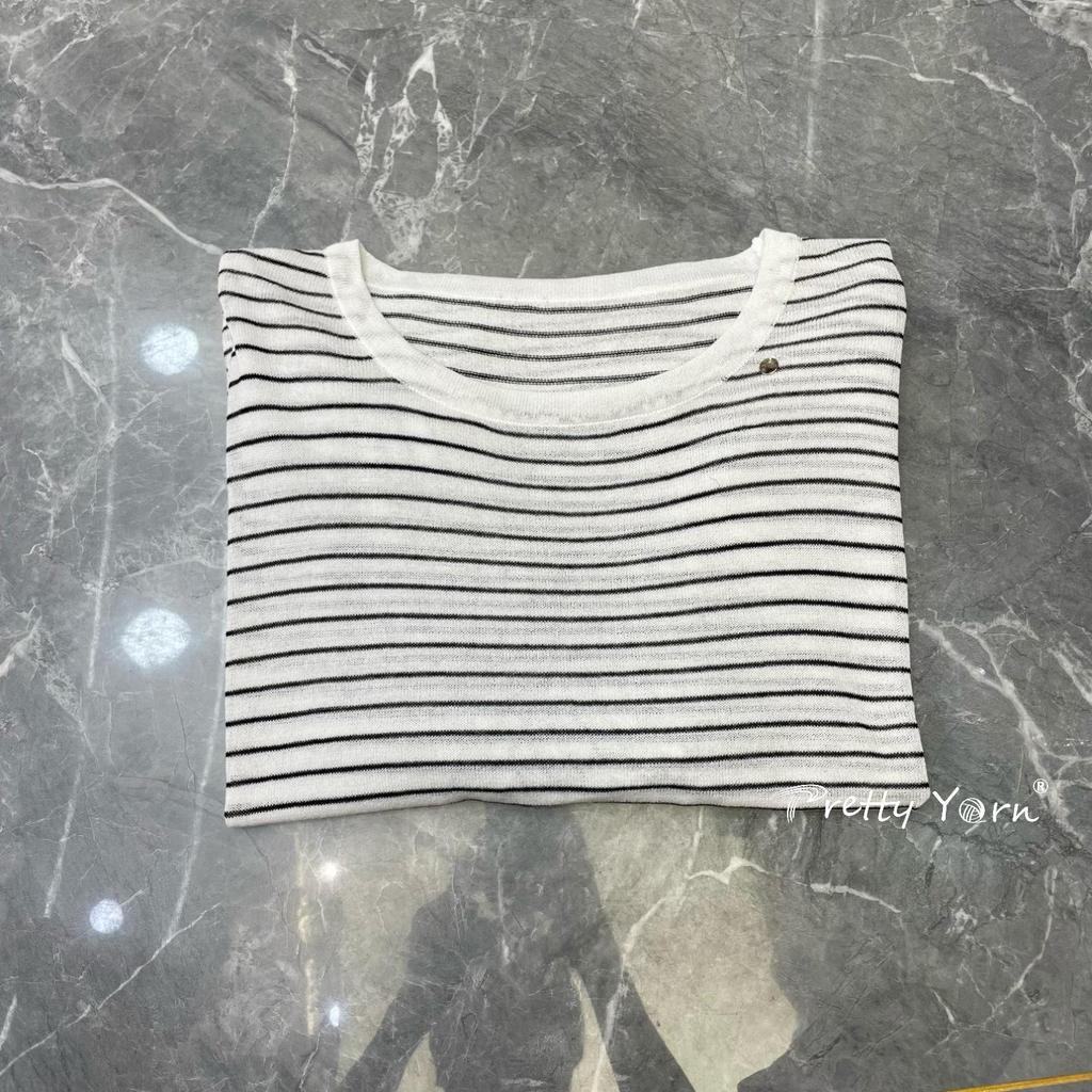Relaxed Lightweight Summer Striped Knitwear: Women's Long Sleeve Loose Sun Protection Pullover Top