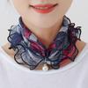 Women Faux Pearl Ruffled Square Scarf Fashion Multi-use Lace Hair Band Gift