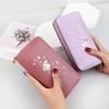 Long Wallet for Women, Large Capacity Student Phone Bag, Heart-shaped Printed Wrist Strap Handbag