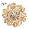 Oxidation Resistant Pins Retro Rhinstone Flower Brooch for Women, Golden Plated Alloy Floral Versatile Clothing Jewelry Lapel Pin, Accessories Wedding