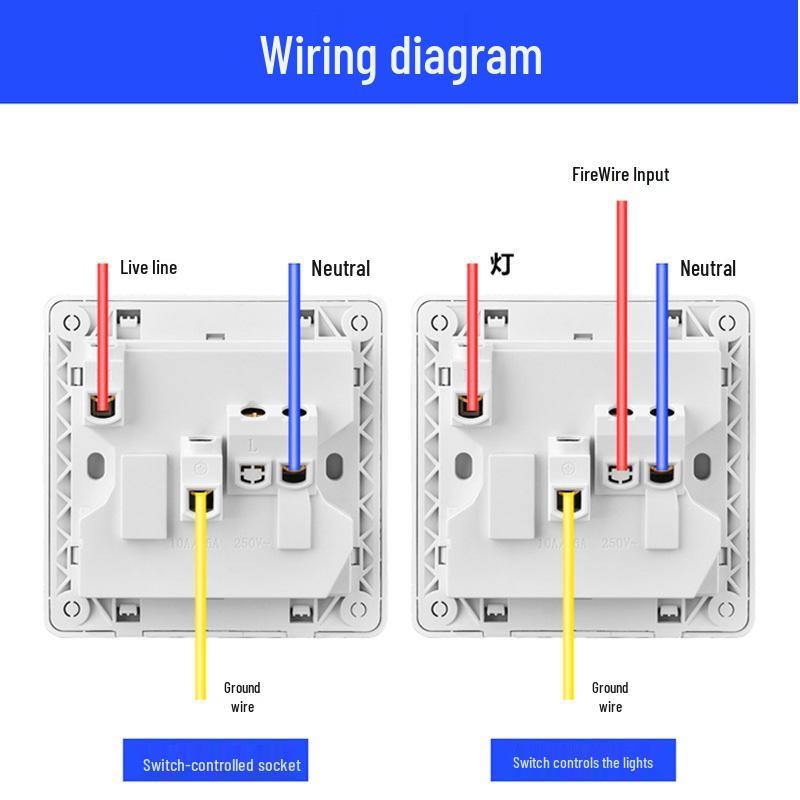 86 Type One-Gang Multi-Function Socket with Switch, High-Power Ten-Hole Panel