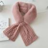 Knitted Scarf Women's Autumn and Winter Knitted Versatile Plush Imitation Rex Rabbit Fur Cross Scarf Solid Color Thickened Neck Guard Fur Collar