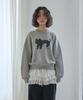 THE GREEN LAB Lovely Cat Crop Sweatshirt [Melange Gray]
