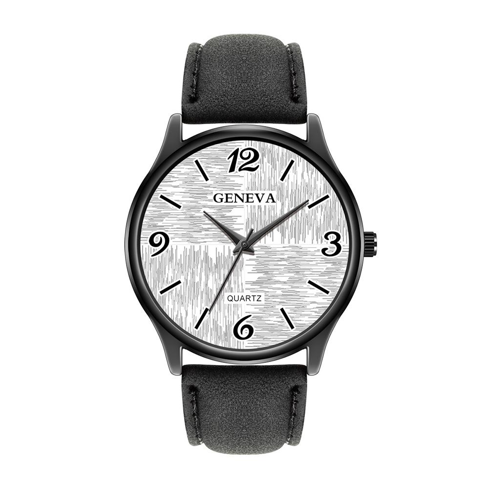 Men Student Fashion Leather Band Quartz Wrist Watch
