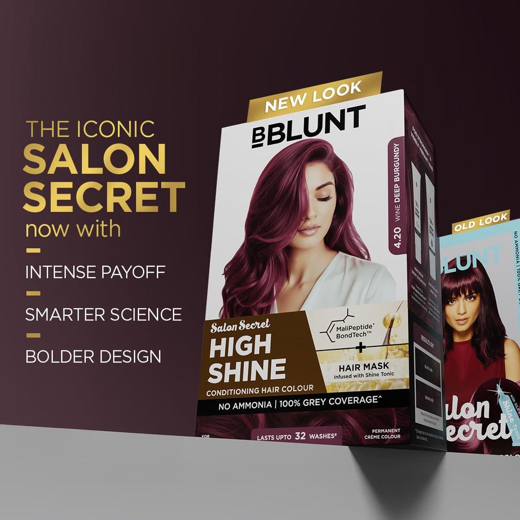 BBLUNT Salon Secret Hochglanz Pflegende Haarfarbe Mit BondTech™ Für Starkes Glänzendes Haar - Weinrot Tiefburgund 4.20