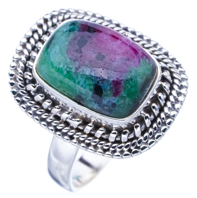 

StarGems® Natural Ruby Zoisite Handmade 925 Sterling Silver Ring 8.25 F1306