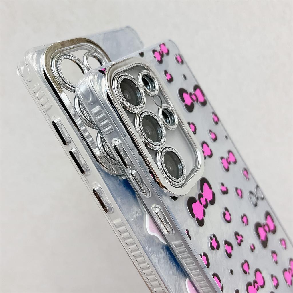 For Samsung Galaxy S25 Ultra Case Bowknot Pattern Design IMD PC+TPU Phone Back Cover with Glass Lens Film