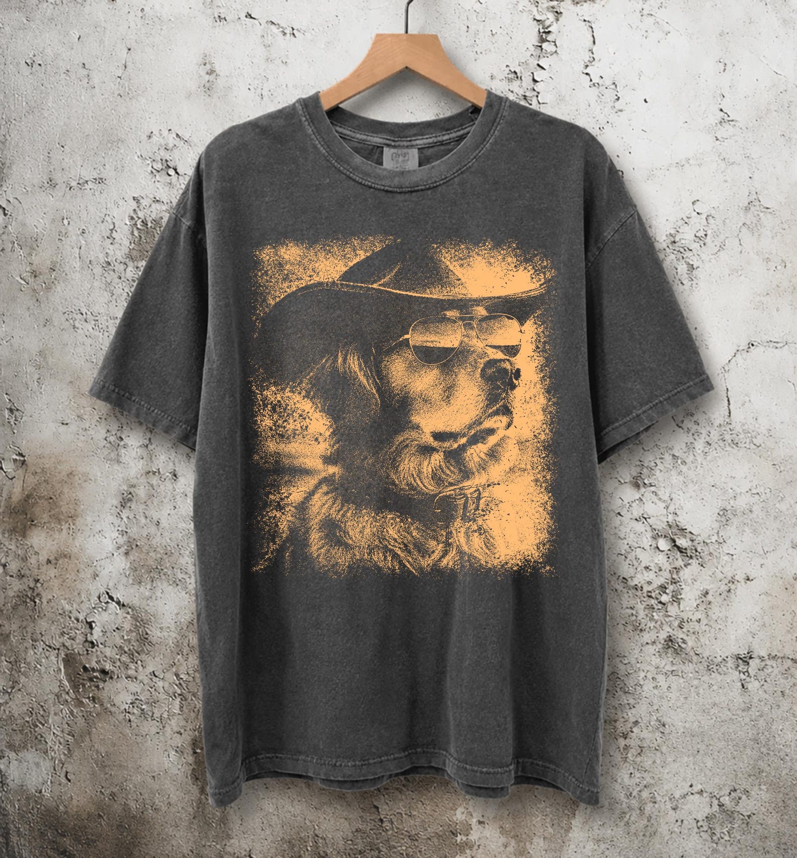 Comfort Colors Cowboy Golden Retriever Graphic Tee, Vintage Western Dog Shirt S