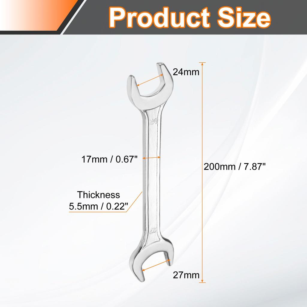 Uxcell Satz Doppel 24mm x 27mm 15 Grad Versatz Klein Flachkopf Verzinkung Gabelschlüssel für Autoreparatur und Möbelmontage 2-teilig Gabelschlüssel